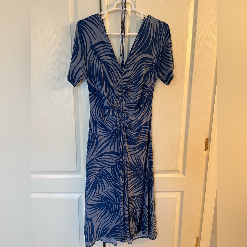 White House Black Market Short-Sleeve Ruched Front Midi Dress